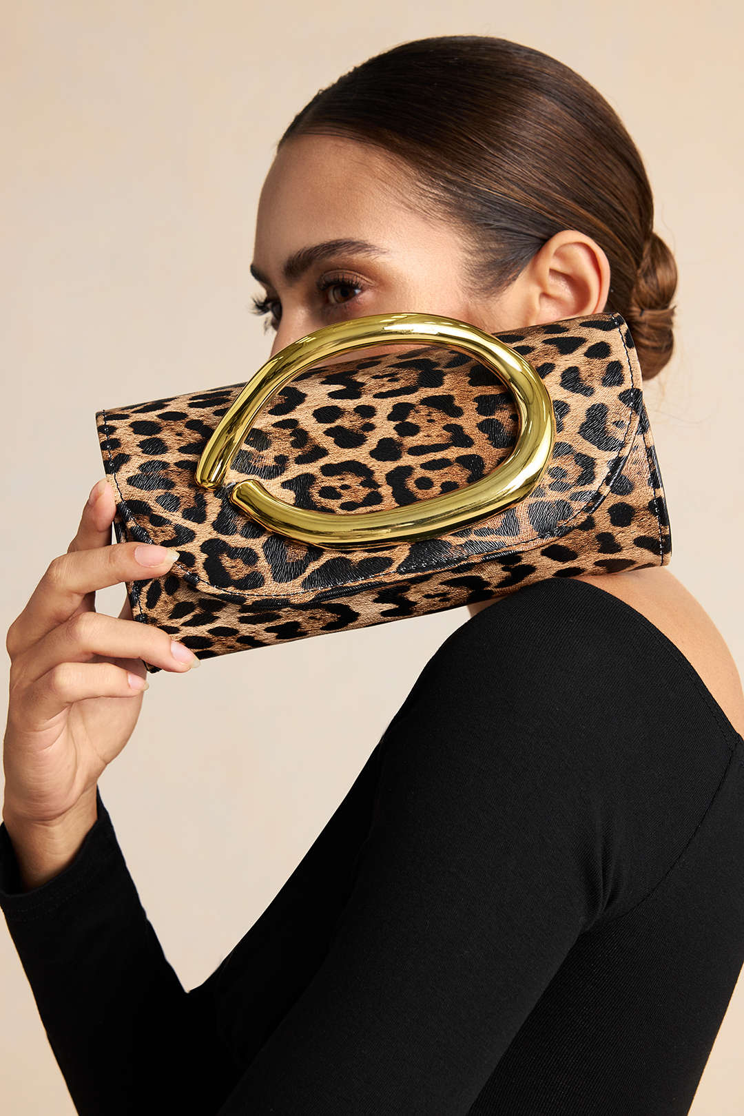 Pochette en similicuir métallisé