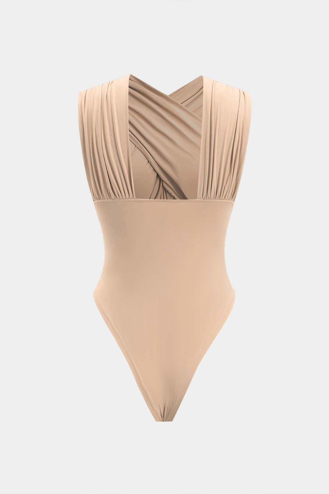 Ruched Crossed Backless Bustier Sleeveless Bodysuit