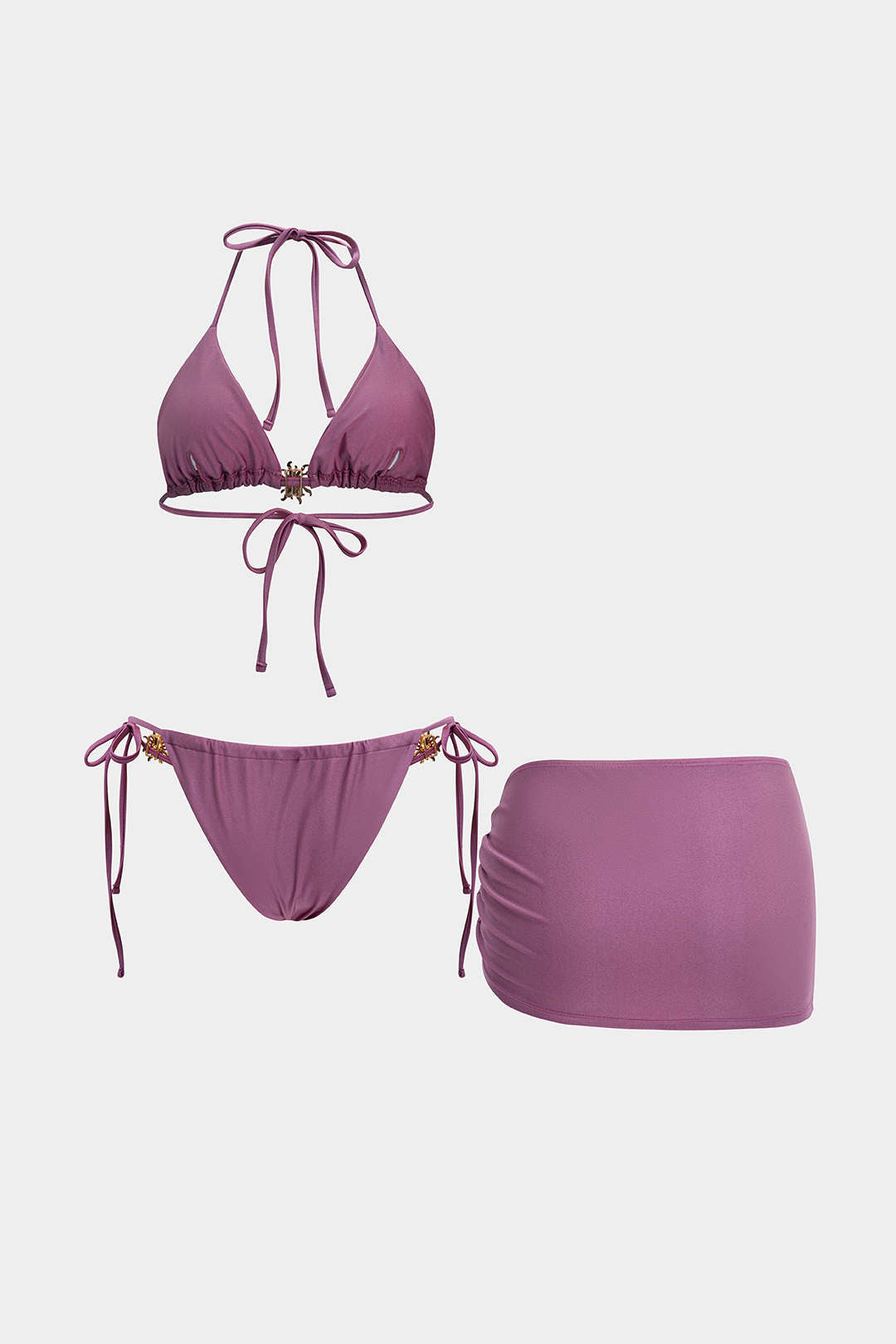 Metallic Decor 3-Piece Bikini Set