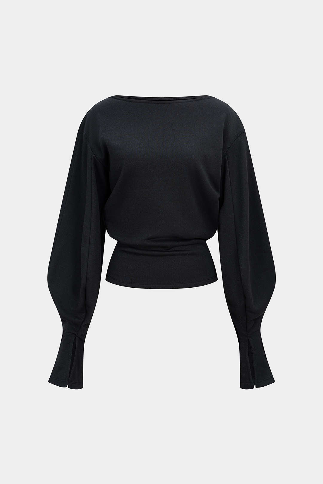 Off Shoulder Slit Corset Waist Gigot Sleeve Sweatshirt