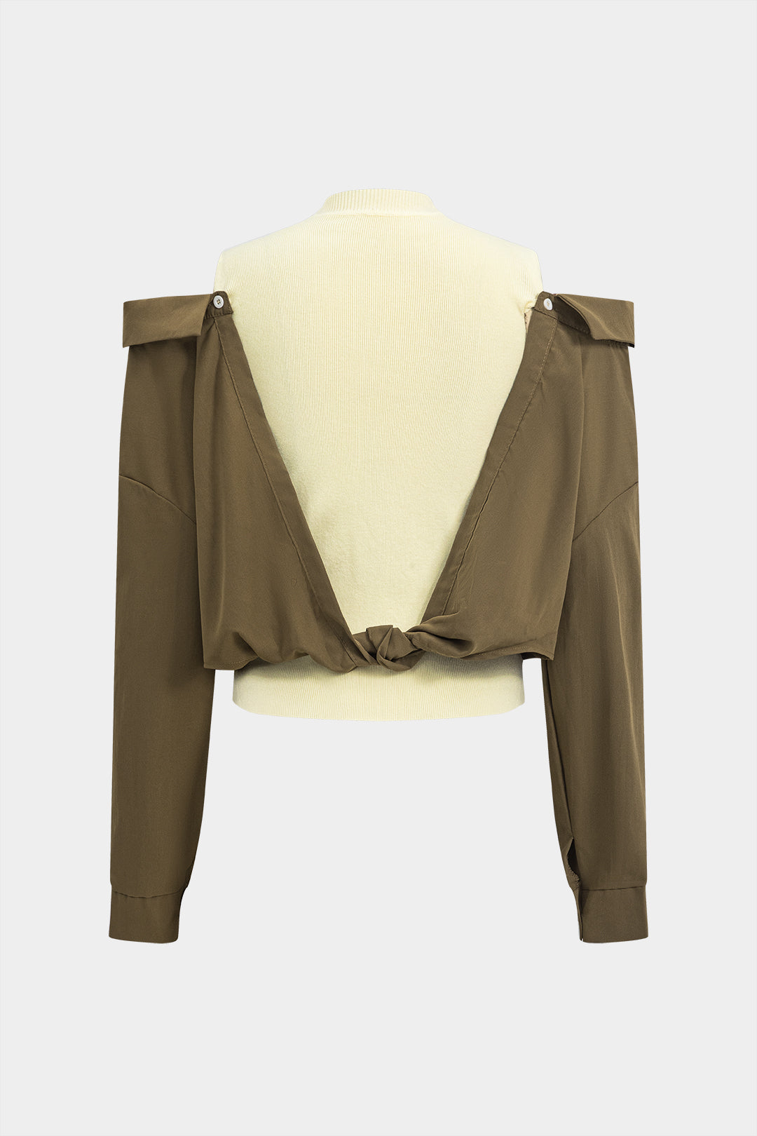 Contrast Patchwork Long-Sleeve Shirt