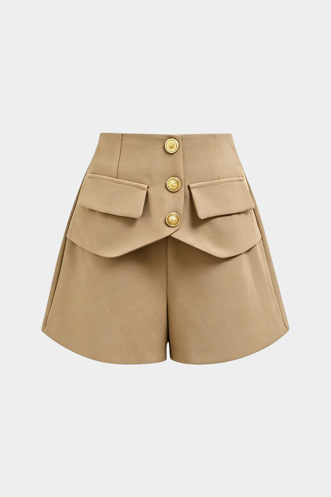 Metallic-Button-Shorts mit hoher Taille