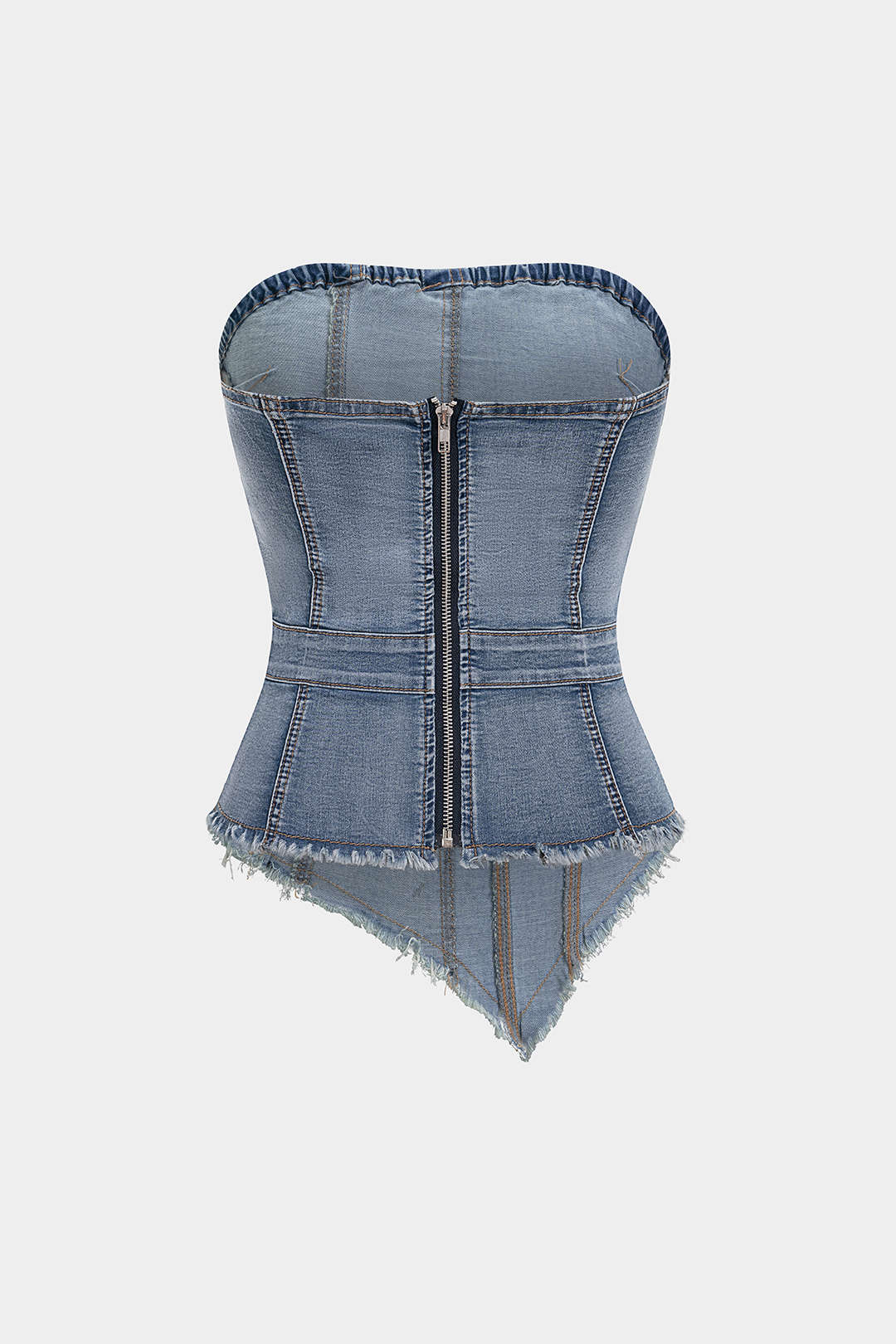Jeansfransen-Tube-Top mit asymmetrischem Saum