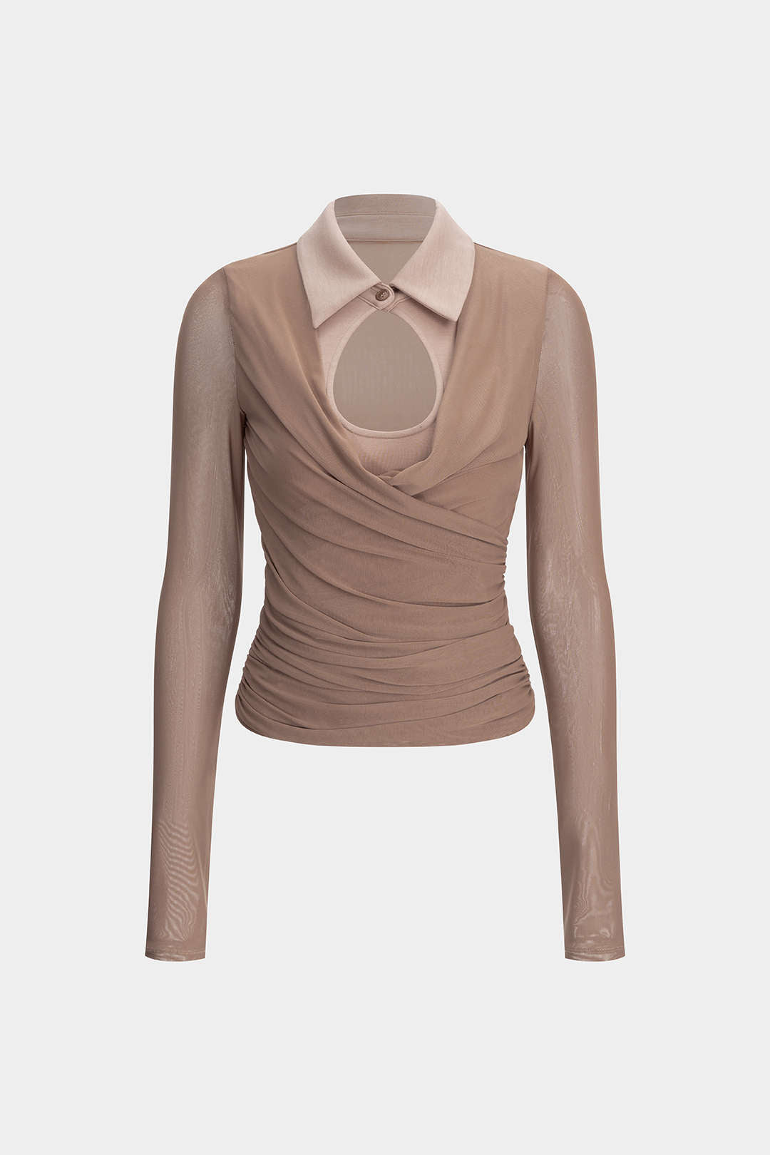 Lange geschnittene Ärmelbluse mit Spitzen-Patchwork