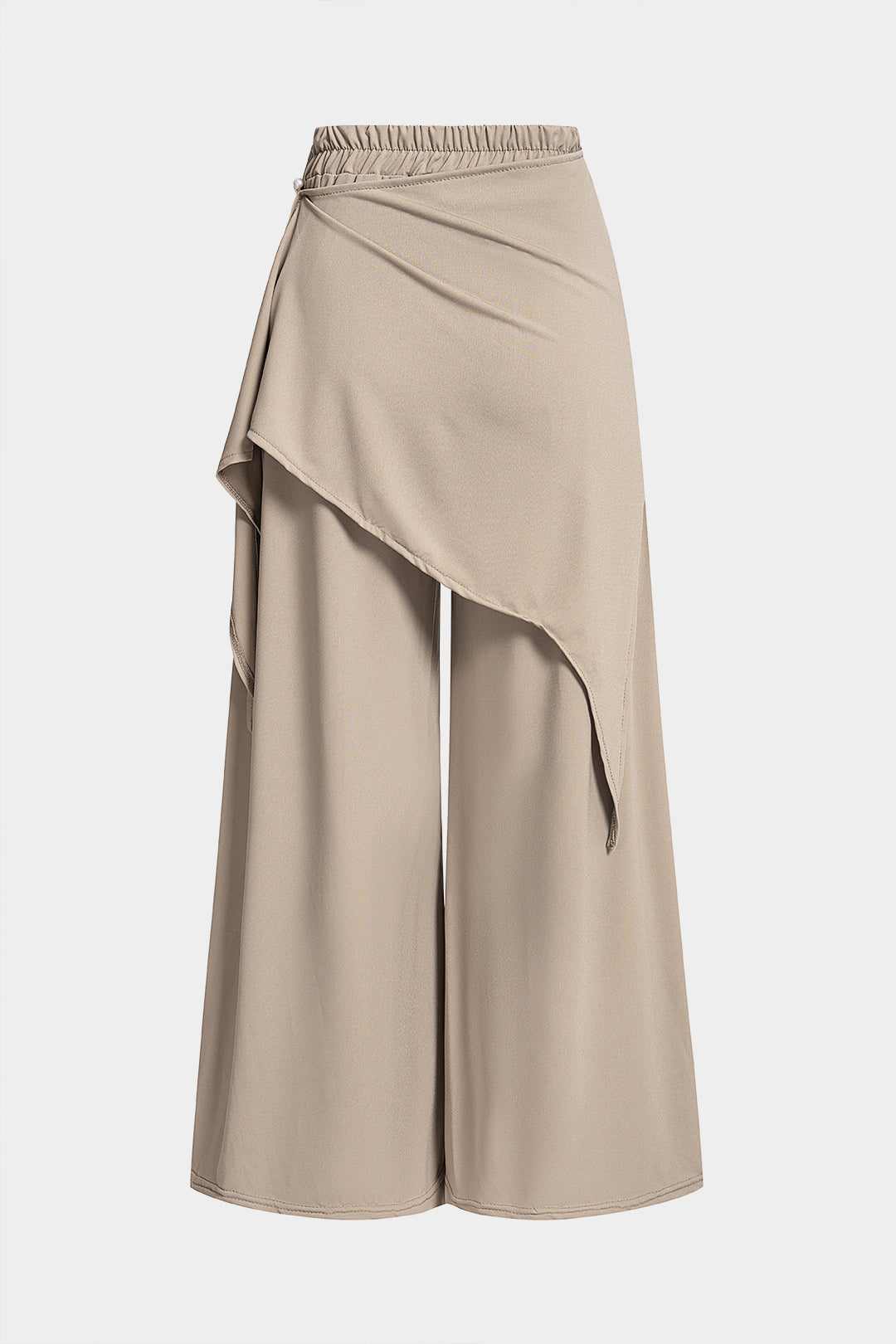 Asymmetrische geraffte Hose mit weitem Bein und Bindedetail