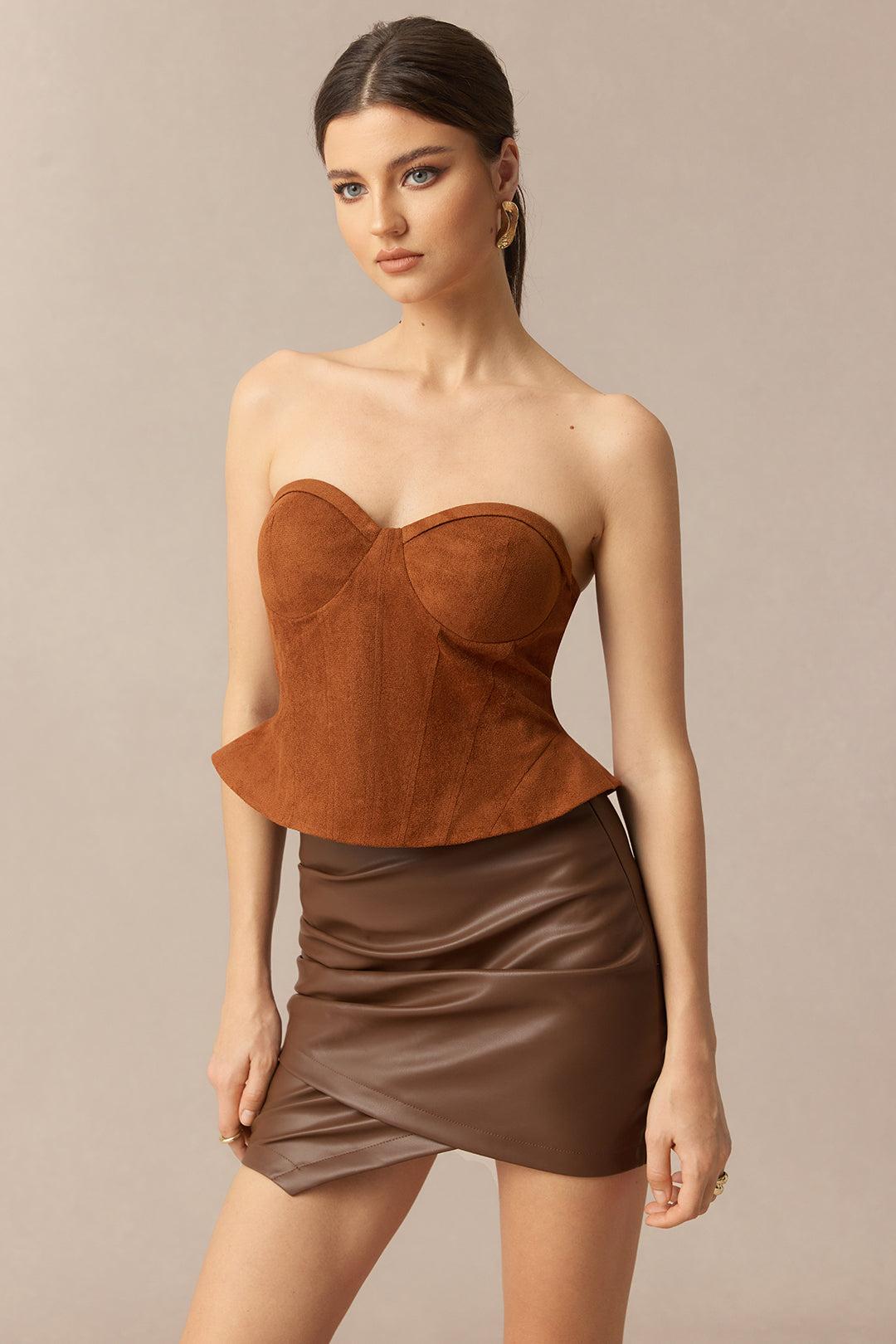 Suede Corset Tube Top