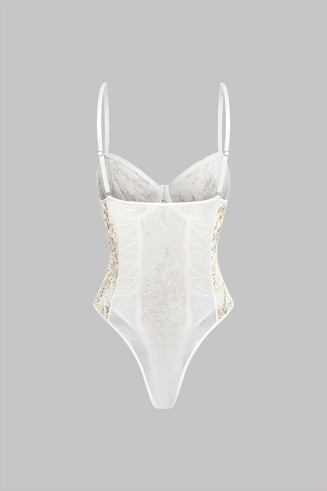 Lace Patchwork Embroidery Strappy Sleeveless Bodysuit
