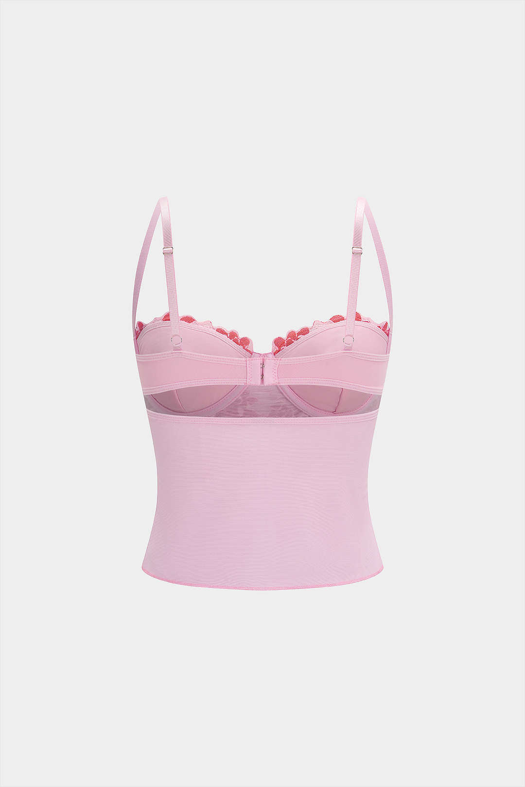 Geblümtes Spitzen-Patchwork-Mesh-Camisole-Top