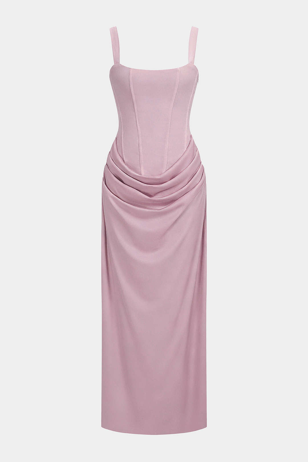 Maxikleid mit Raffungen und Bindedetail am Rücken ohne Ärmel