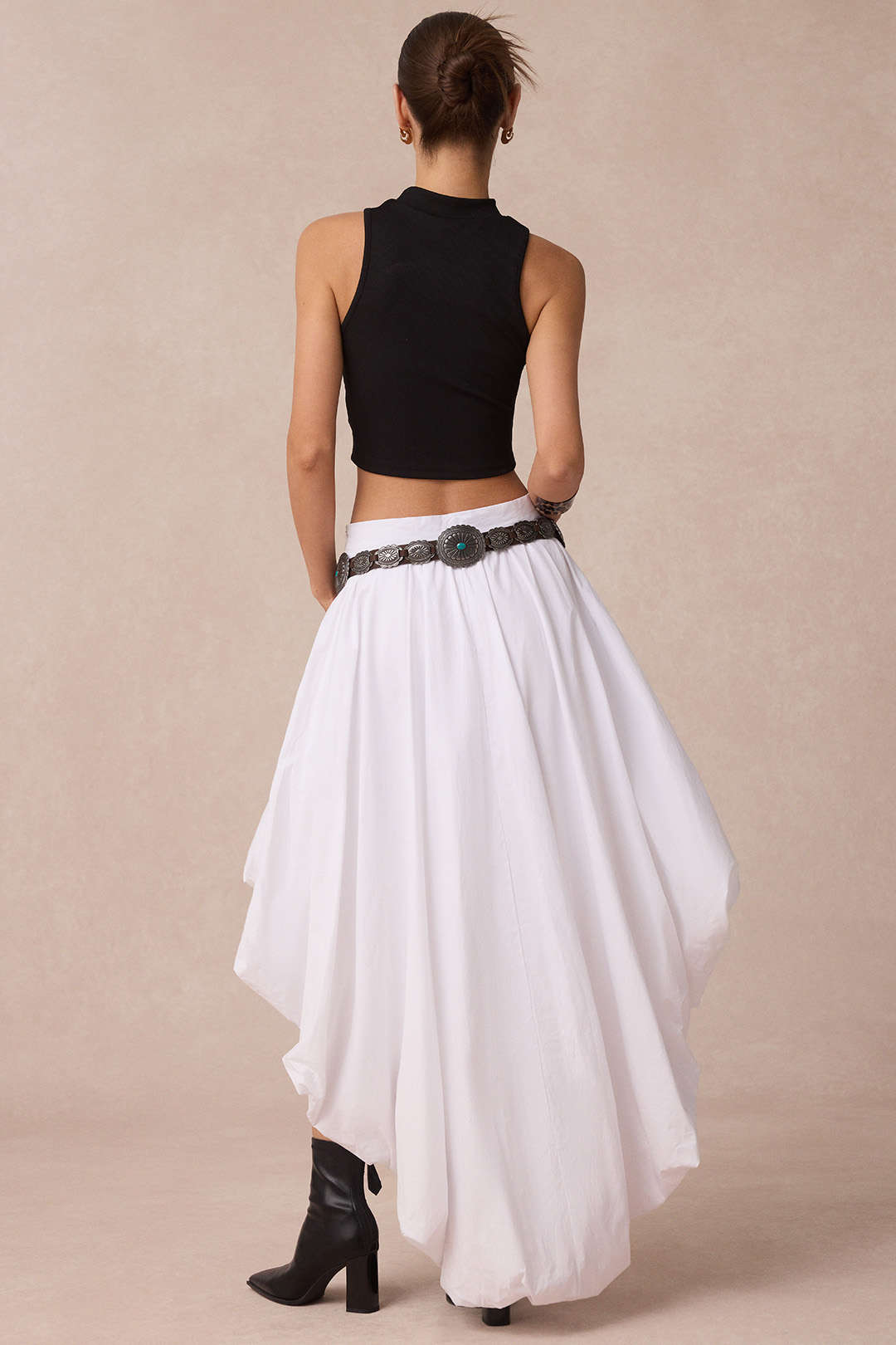 Irregular Hem Ruched Skirt