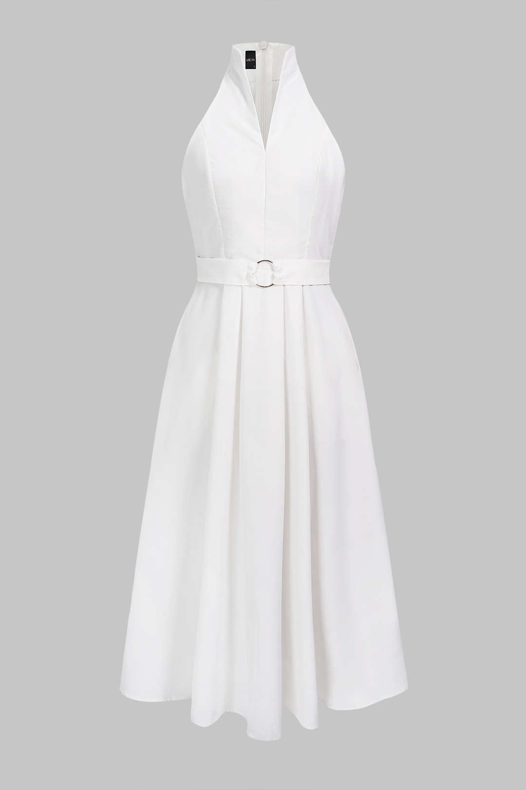 Robe midi sans manches ceinturée à col en V