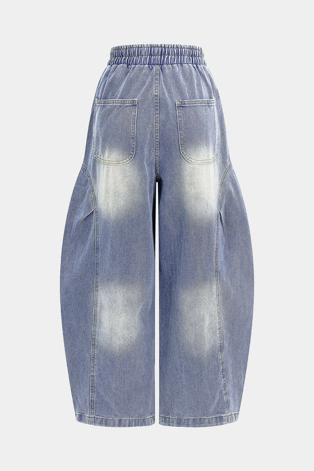 Jean en denim à taille froncée et cordon de serrage