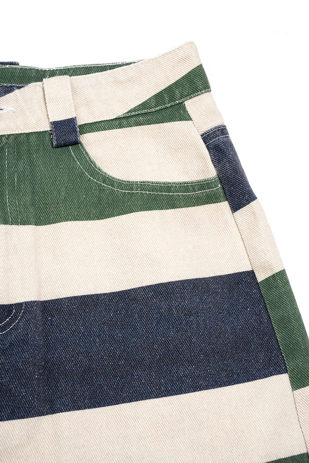 Striped Pocket High Waist Skirt