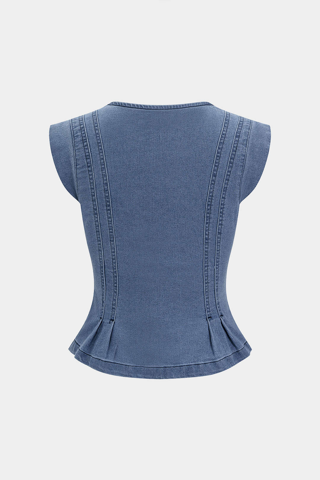 Jeans-Tanktop mit V-Ausschnitt und Raffungen