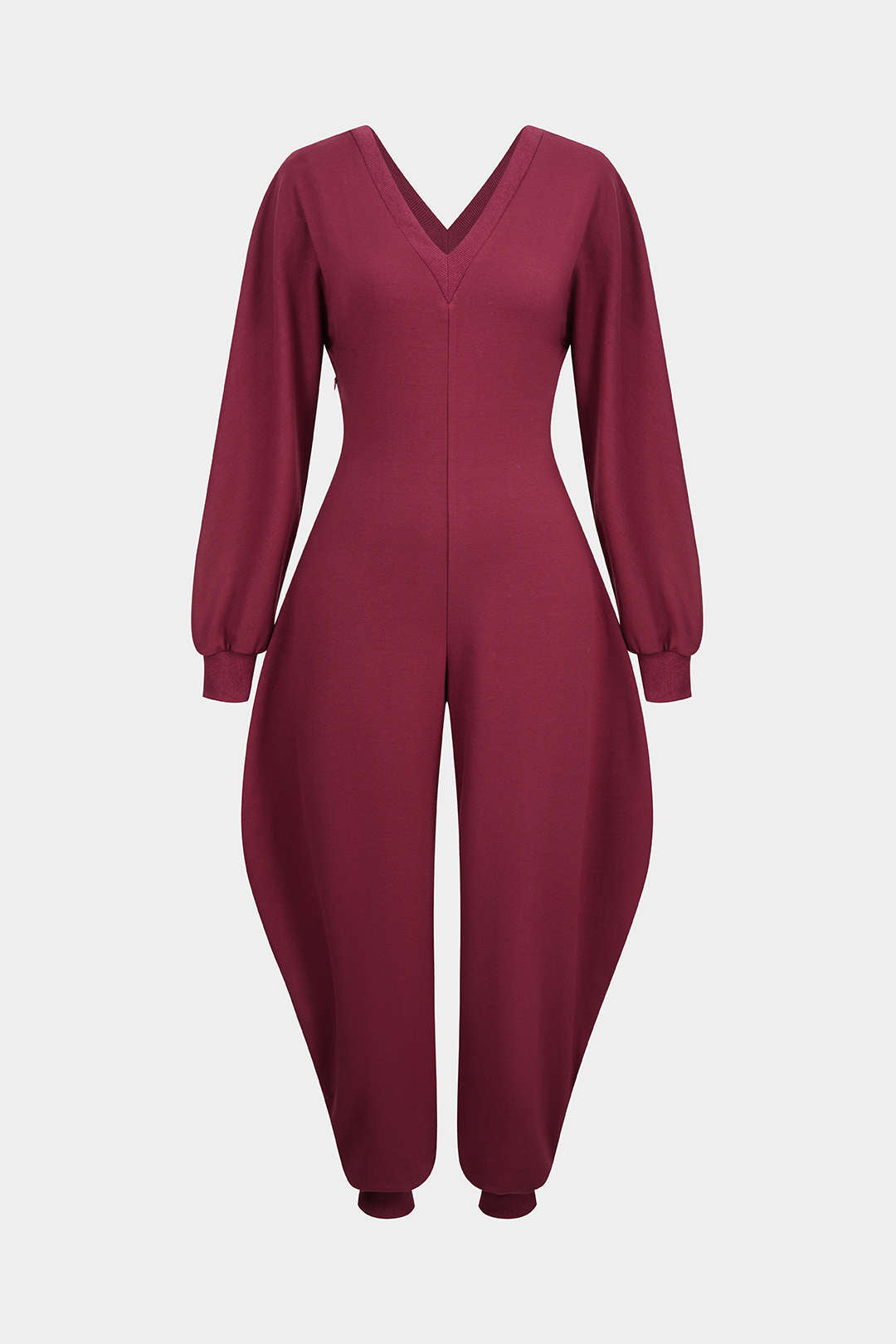 Jumpsuit mit V-Ausschnitt und langen Ärmeln