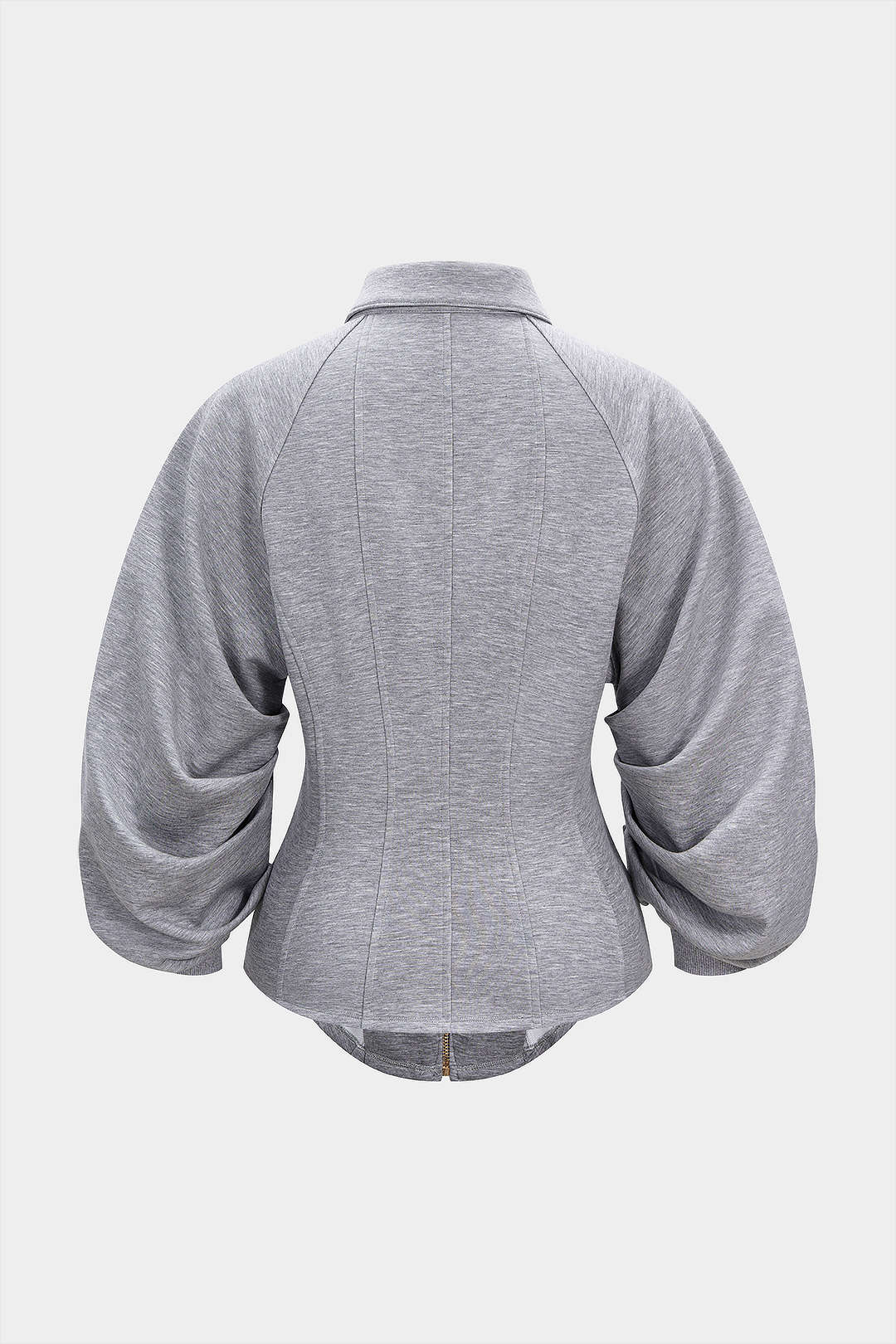 Zipper Ruched Waist-Cinching Sweatshirt