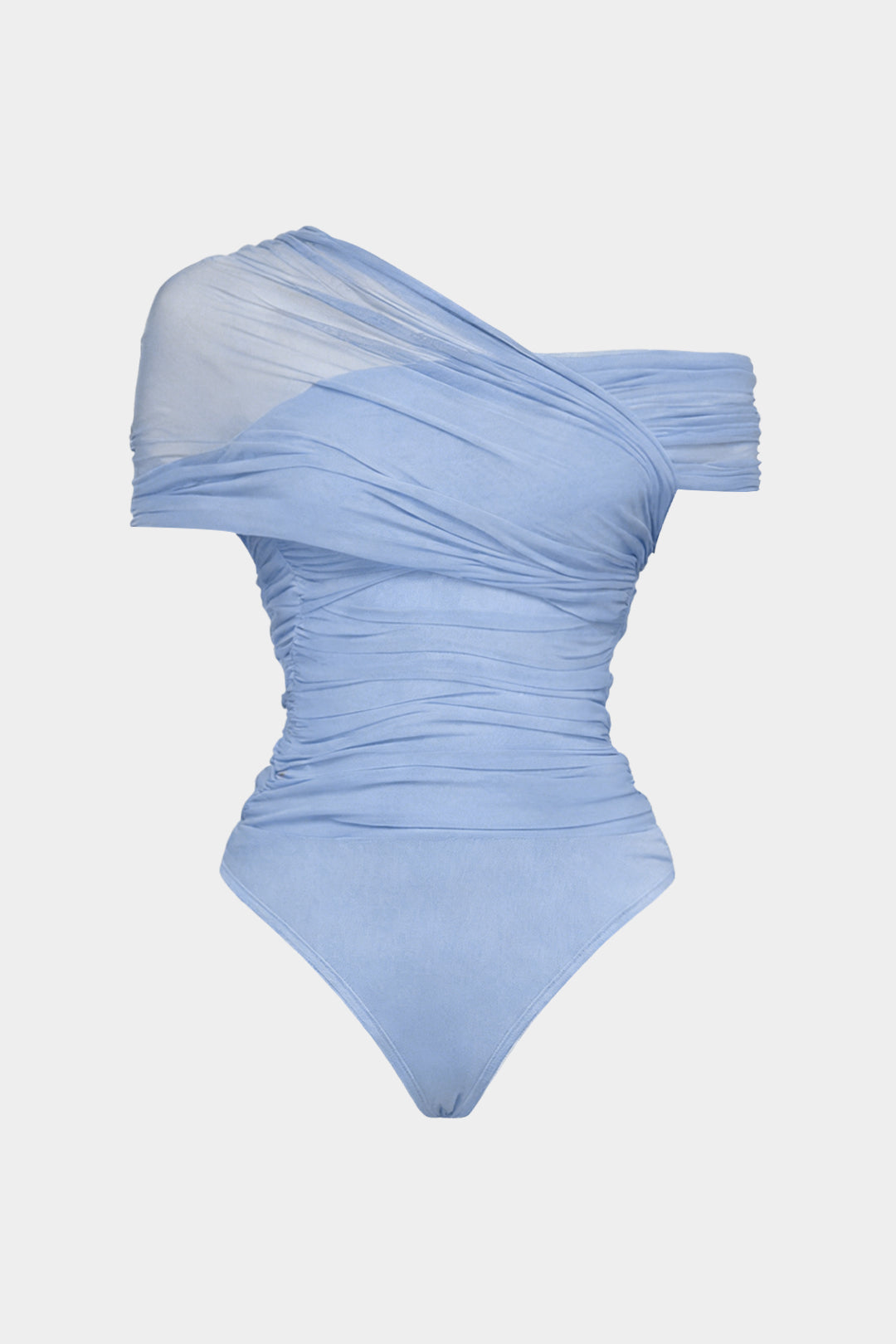 Mesh One Shoulder Sleeveless Bodysuit