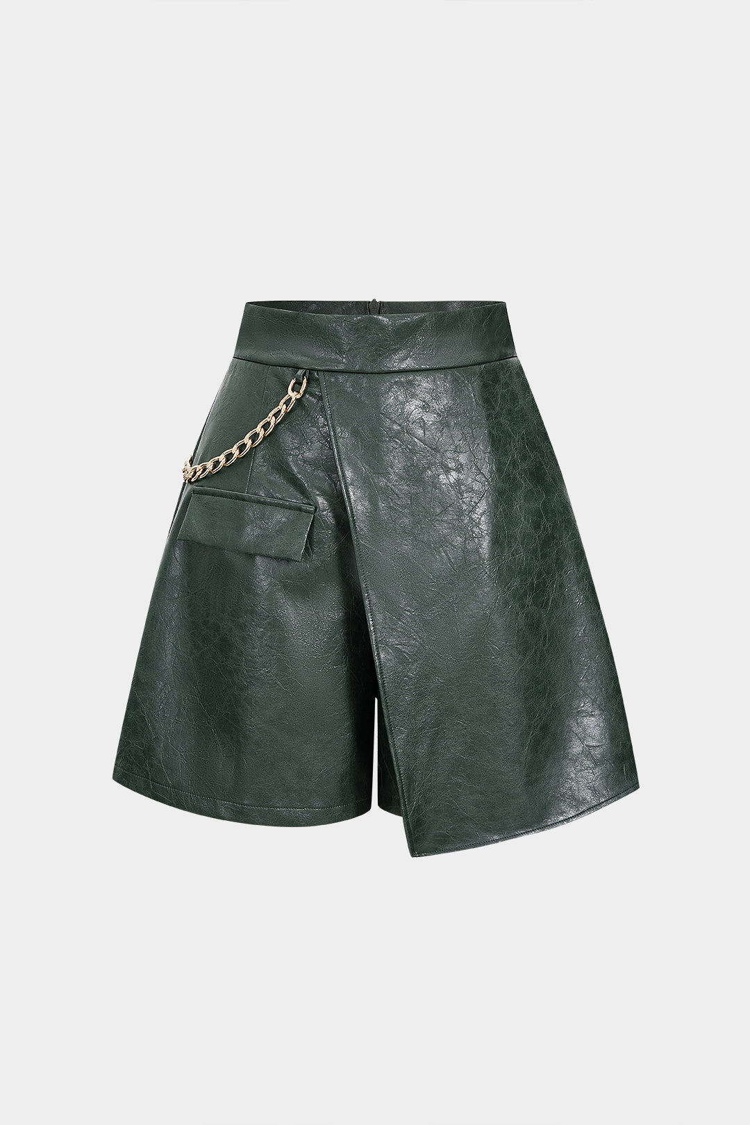 Kunstleder Metallic Asymmetrische Shorts