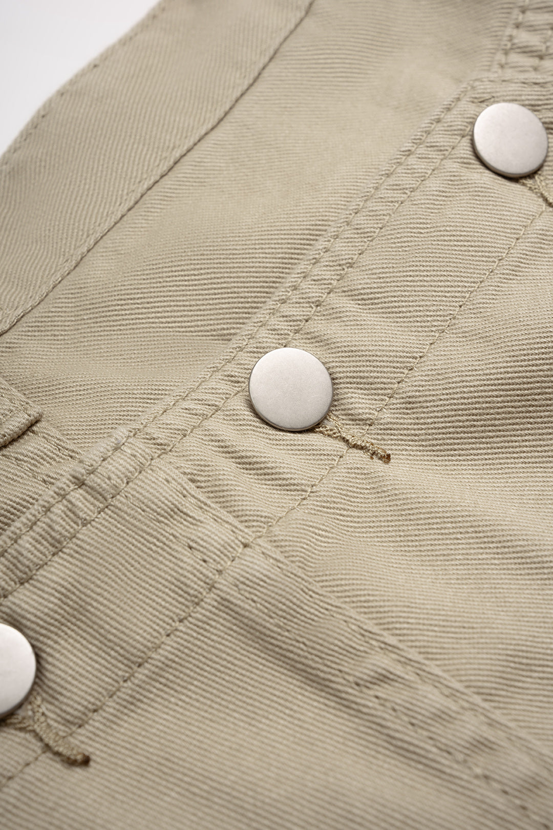 Denim Metallic Button Asymmetrical Pocket Jeans