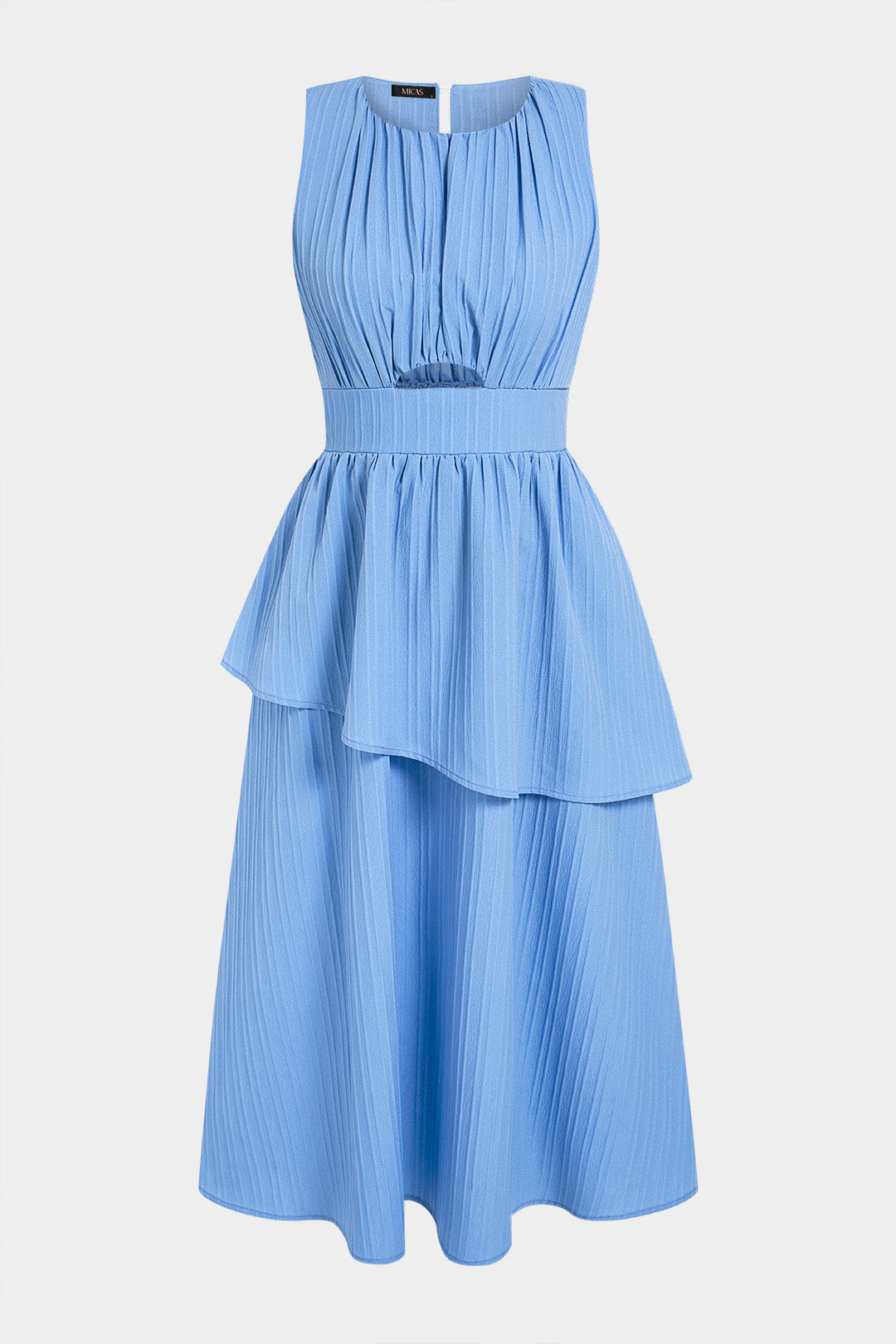 Maxikleid mit Rundhalsausschnitt, asymmetrischer Raffung und Cut-Outs