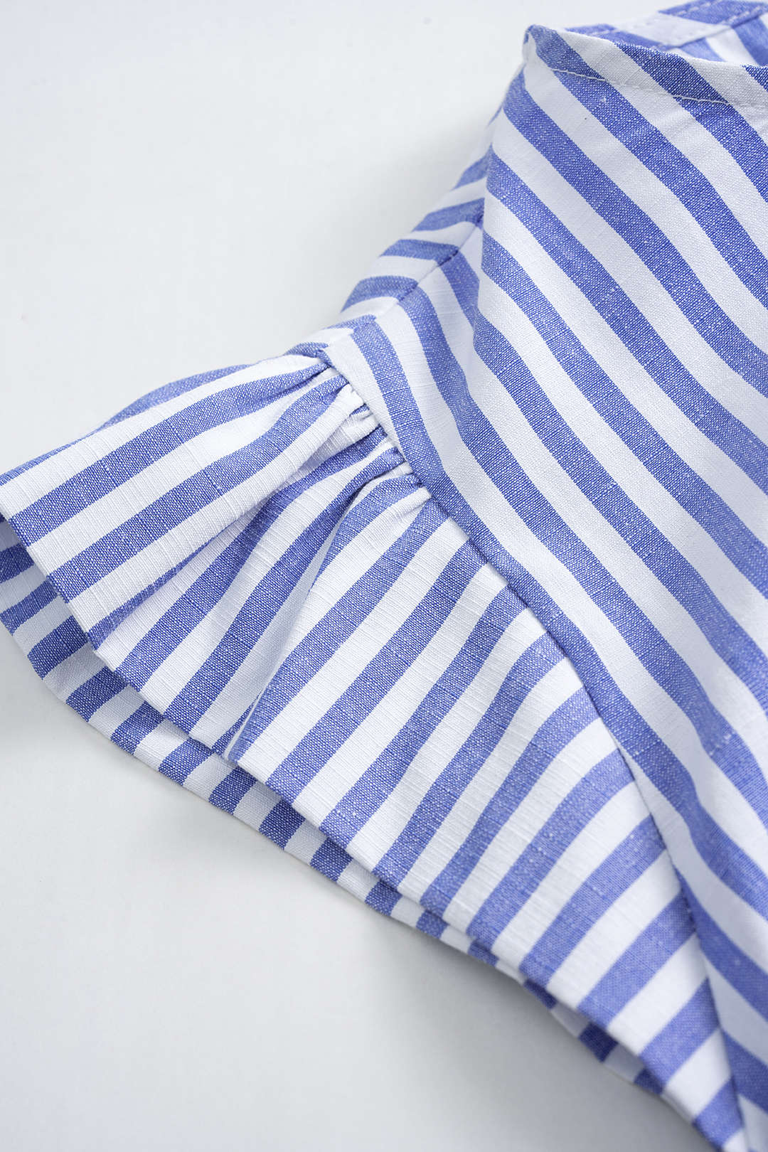 Stripes Print Round Neck Asymmetrical Short Sleeve T-shirt