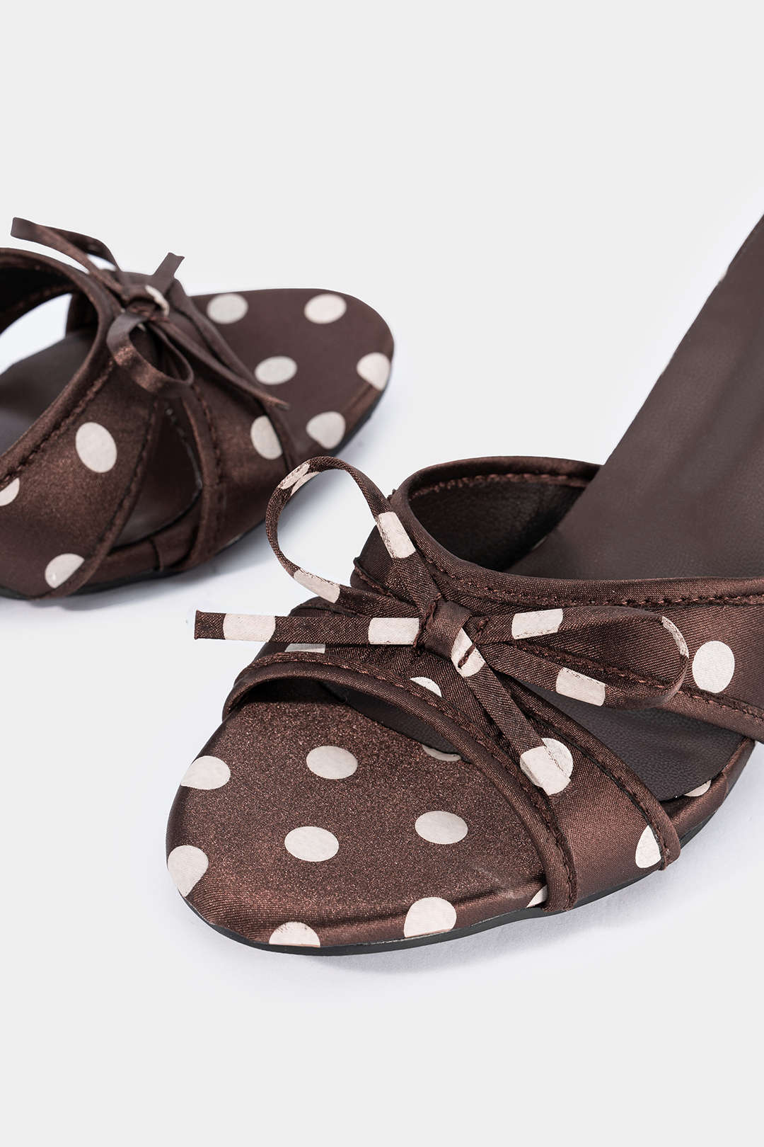 Bow Polka Dots Open Toe Pointed Heels