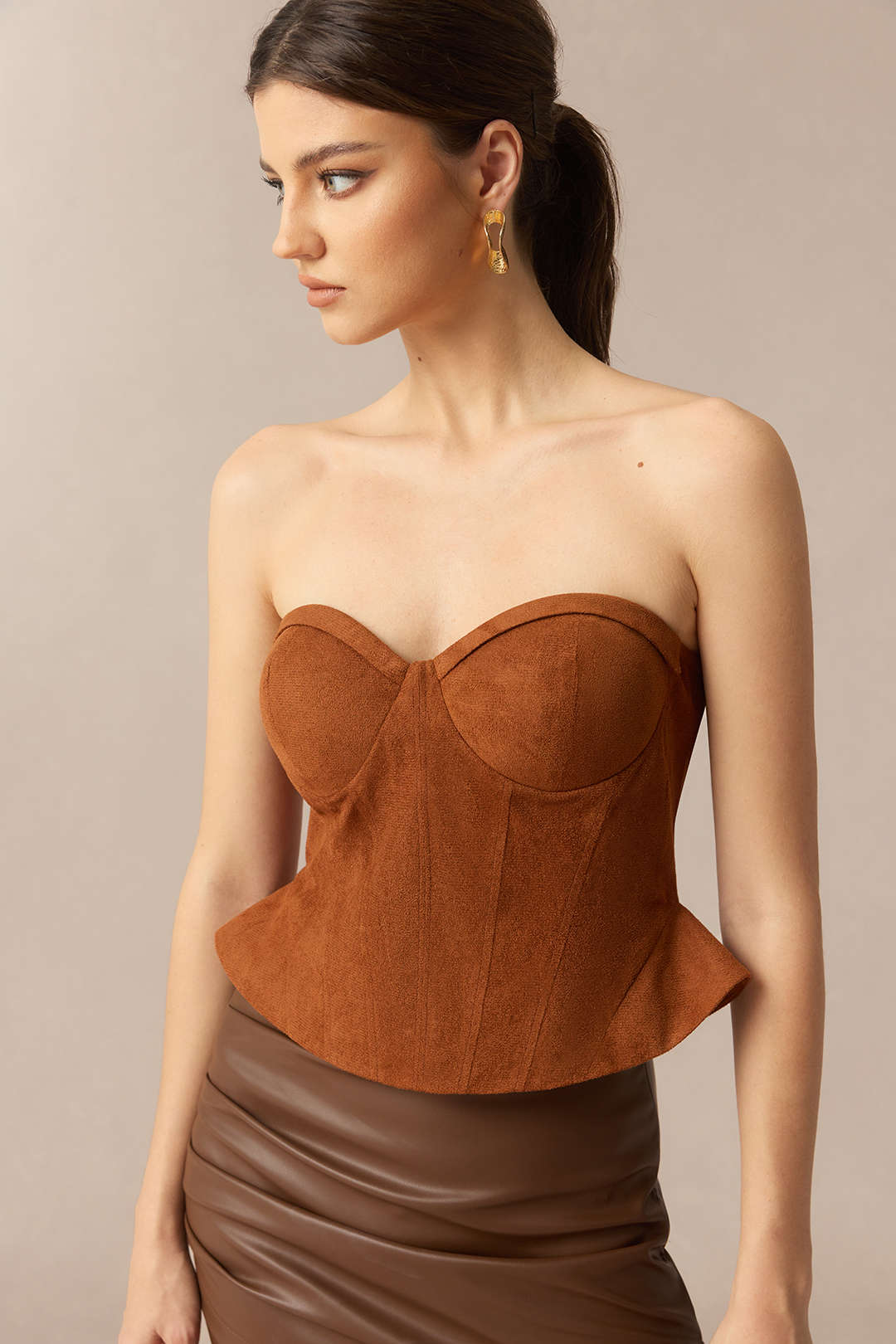 Suede Corset Tube Top