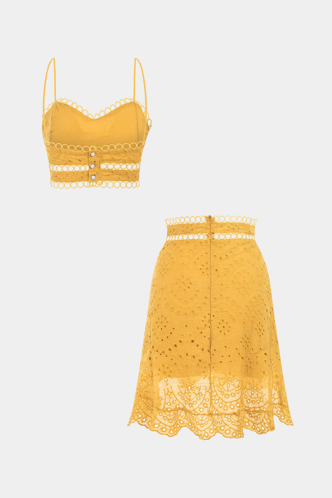 Hollow Out Backless Cropped Cami Top And High Waist Skirt Set