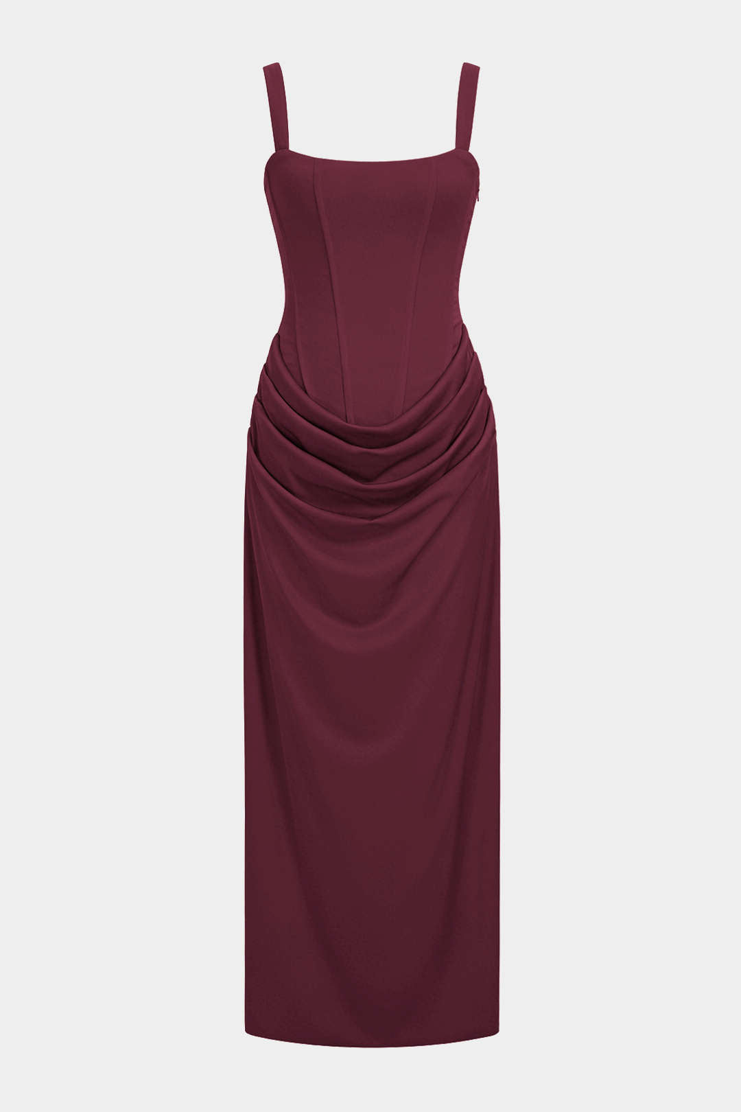 Maxikleid mit Raffungen und Bindedetail am Rücken ohne Ärmel