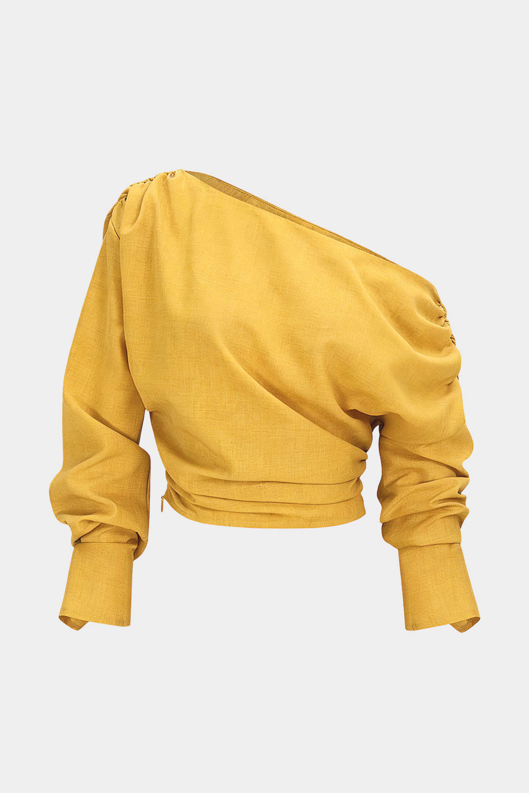 Asymmetrisches Langarmshirt mit Raffungen