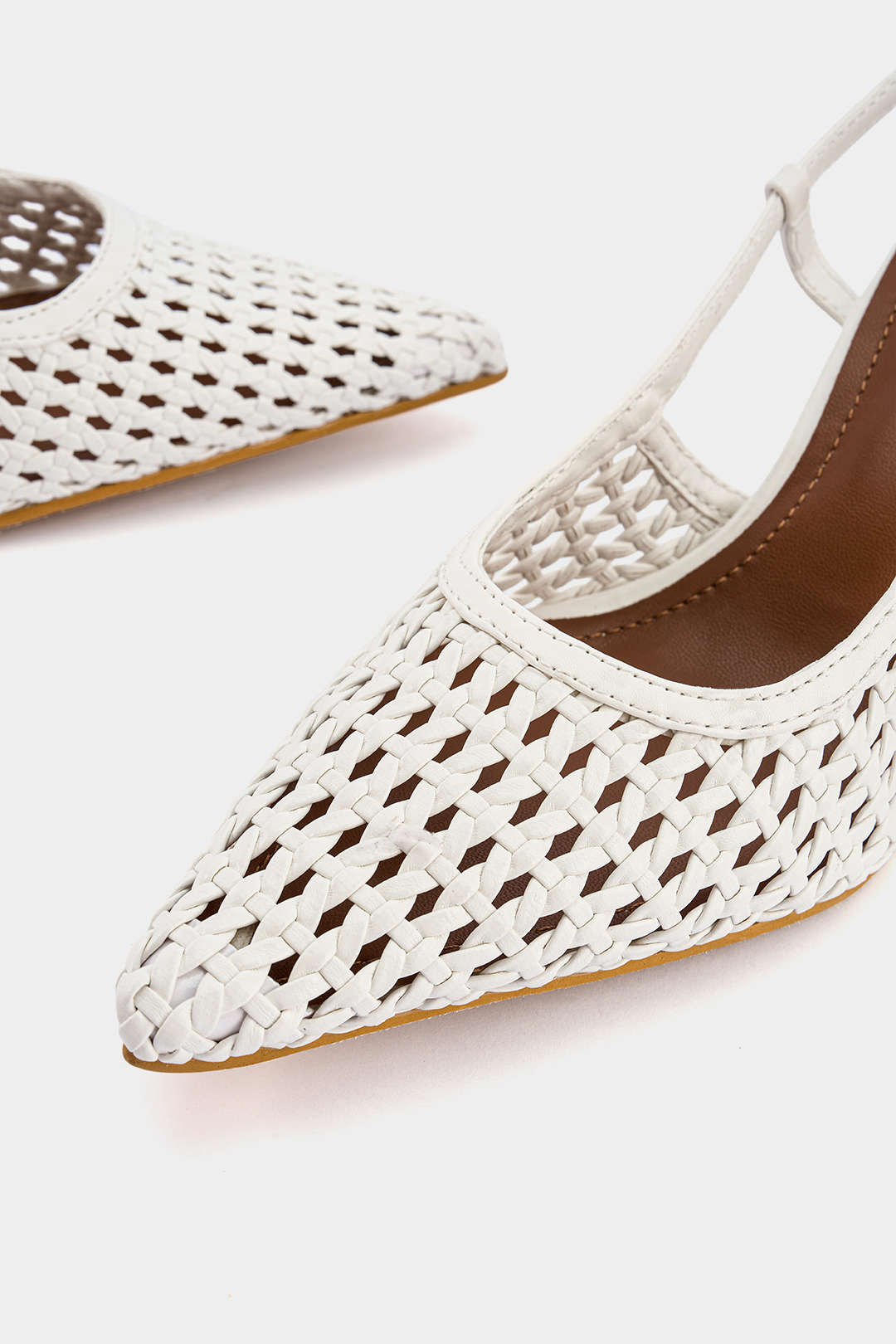 Woven Cut Out Pointed Heels