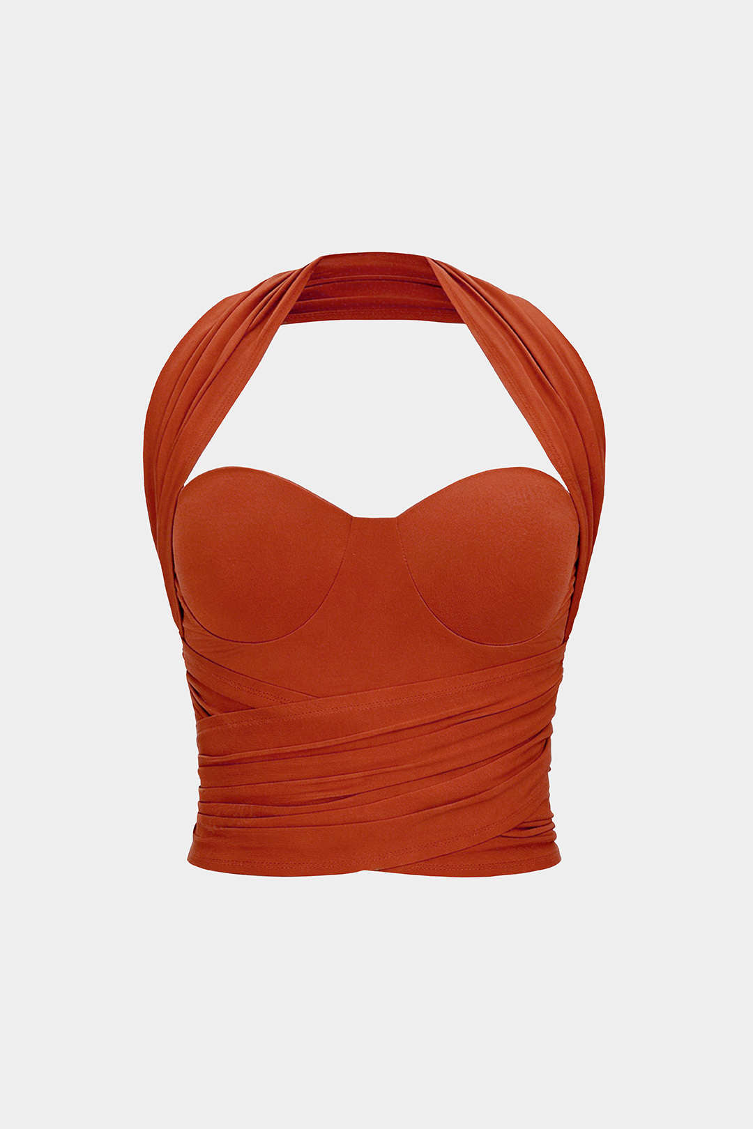 Neckholder Bustier mit gekreuztem gerafftem Cami Top