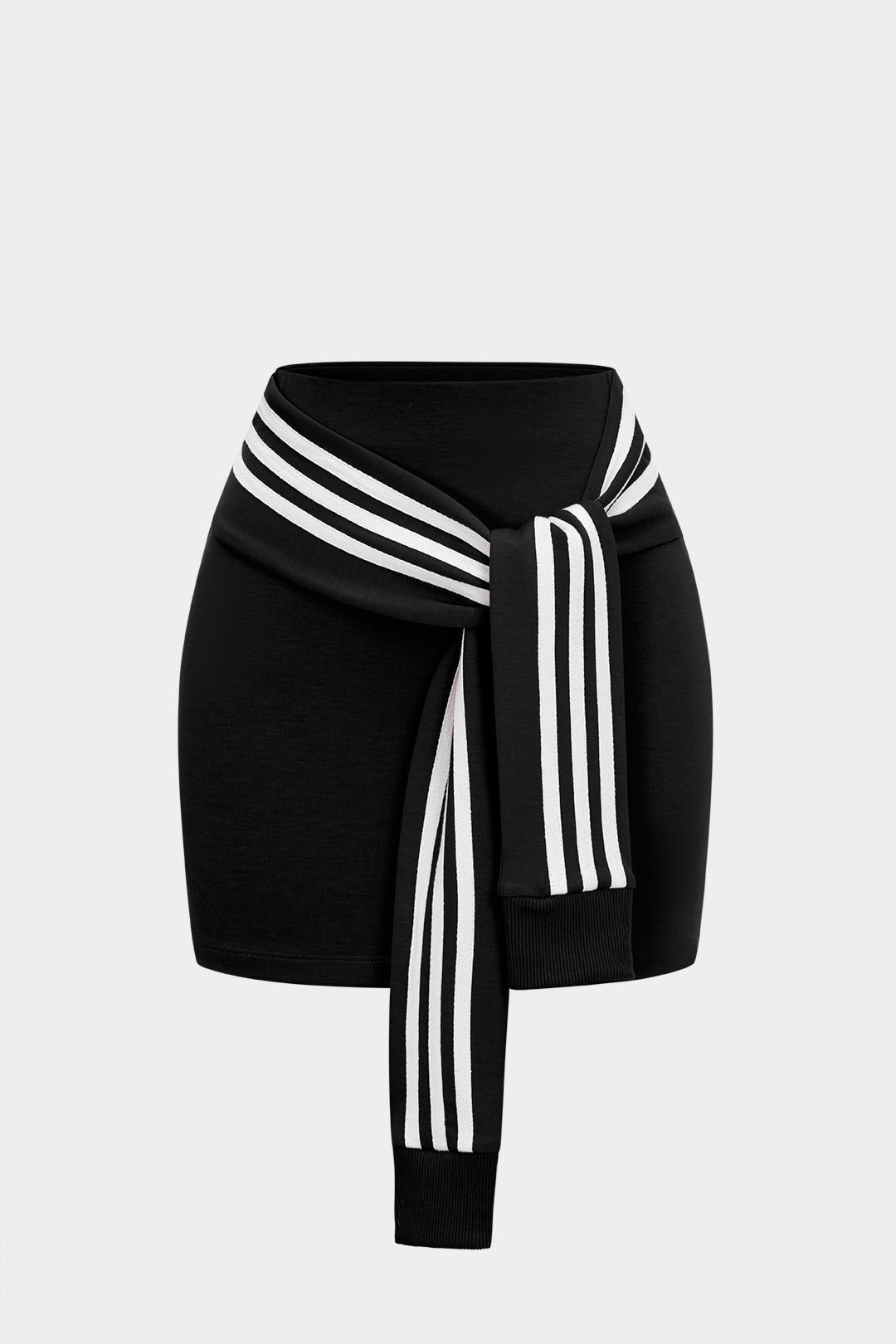 Contrast Stripes Tie-Up Skirt