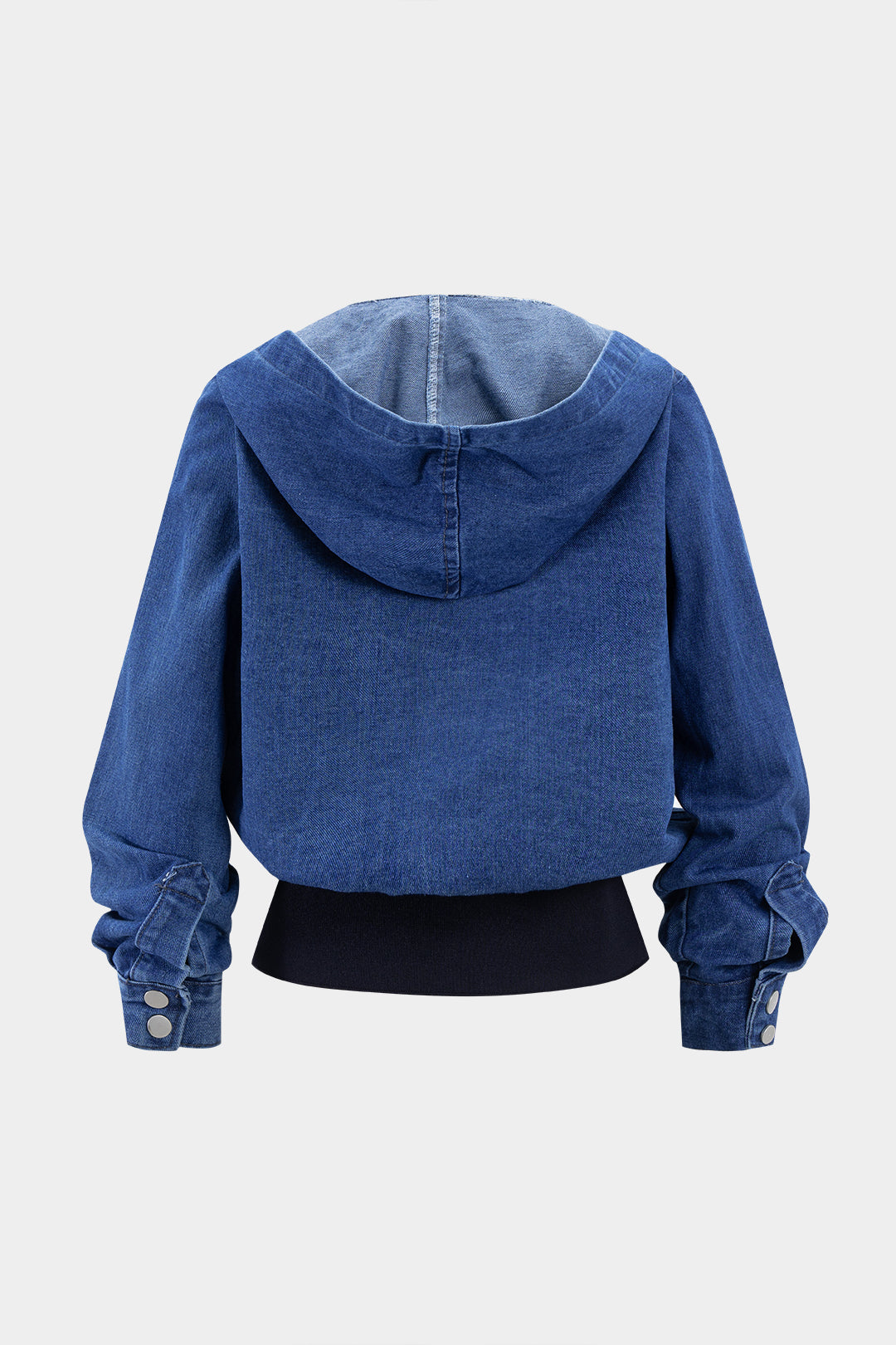 Denim-Patchwork-Kapuzenoberbekleidung