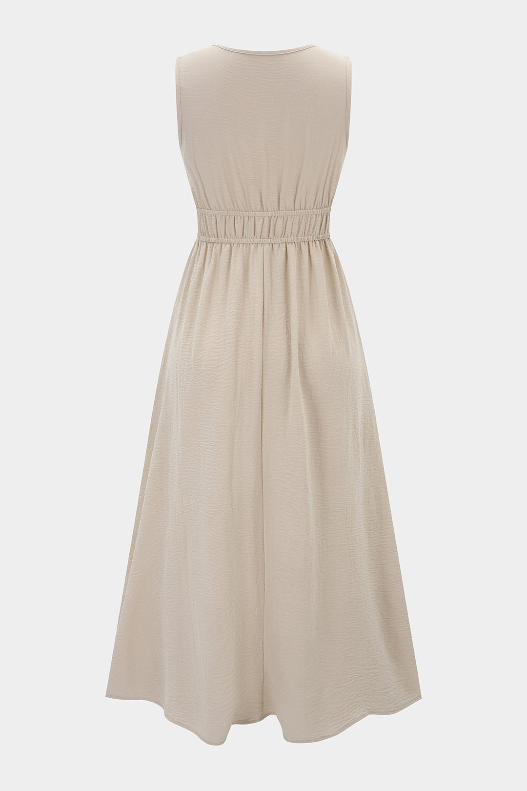 V-Neck Sleeveless Ruched Maxi Dresses