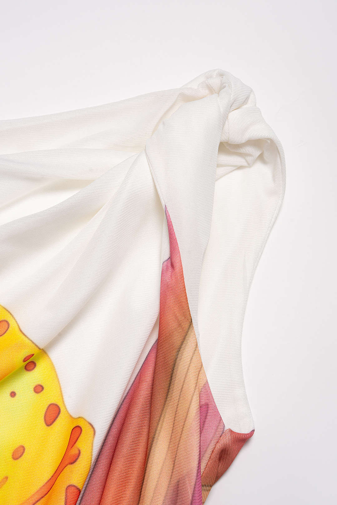 Robe longue sans manches asymétrique froncée à nœud torsadé en maille imprimée florale