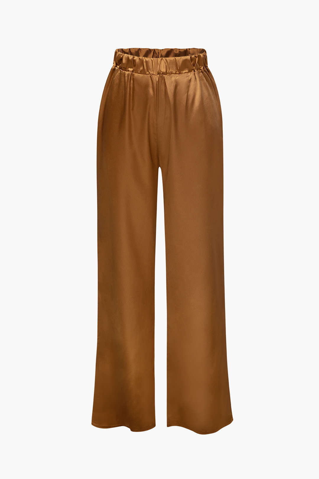 Ensemble chemise à manches longues boutonnée en satin et pantalon