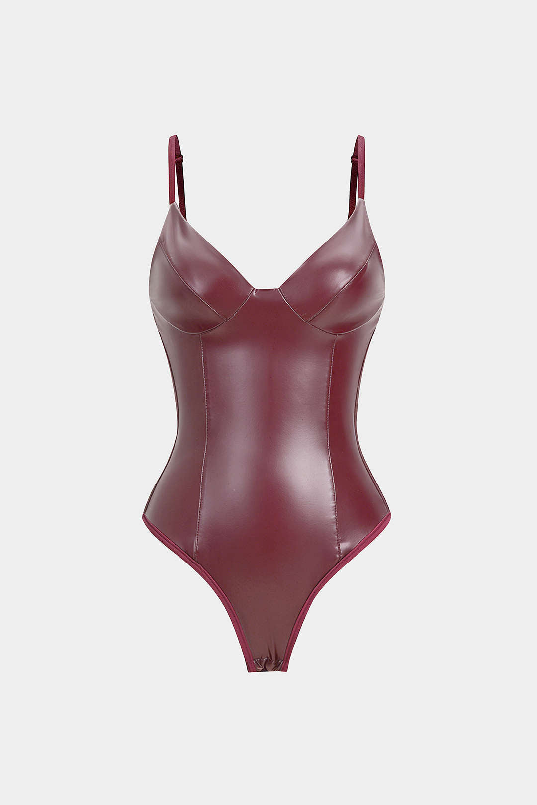 Faux Leather Patchwork Slip Sleeveless Bodysuit