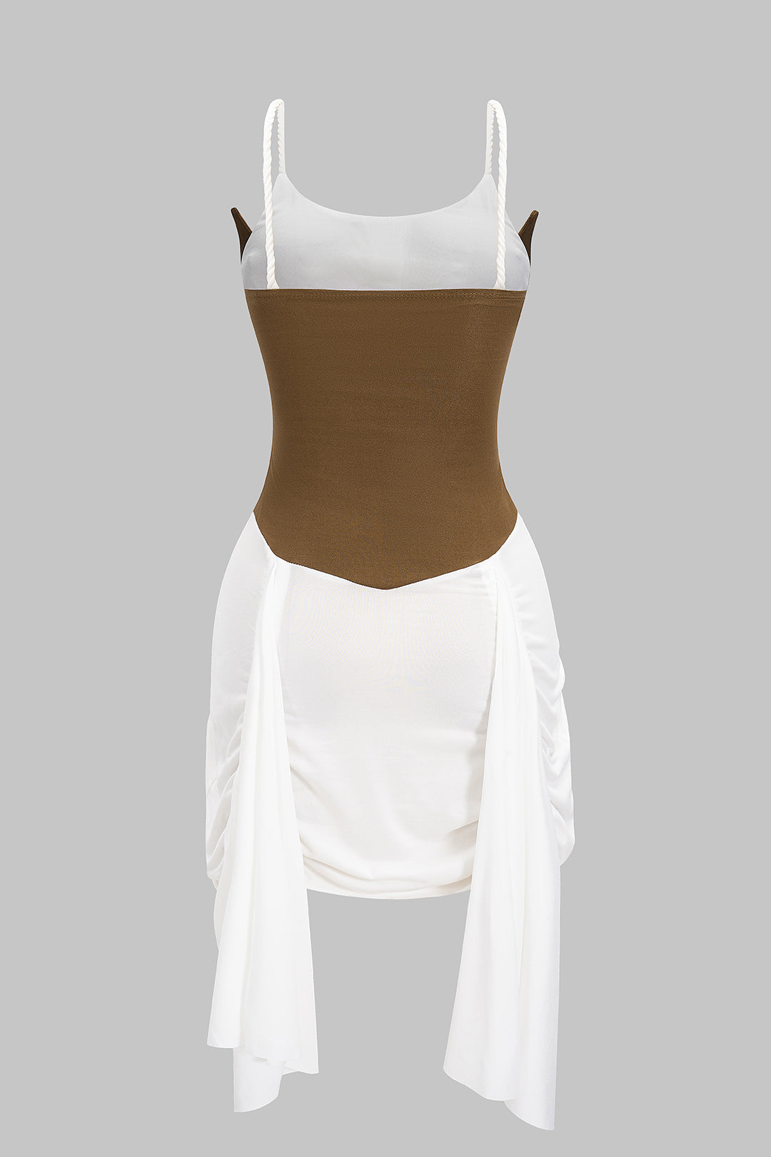 Patchwork gerafftes Twist-Knoten-Minikleid