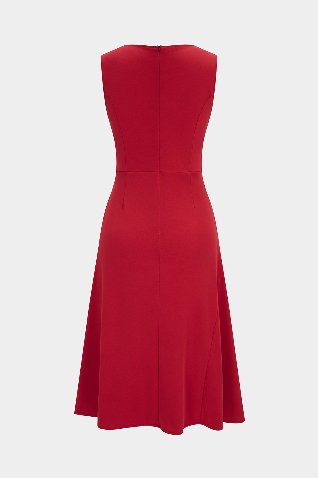 Ärmelloses Midikleid mit Rundhalsausschnitt und asymmetrischen Raffungen