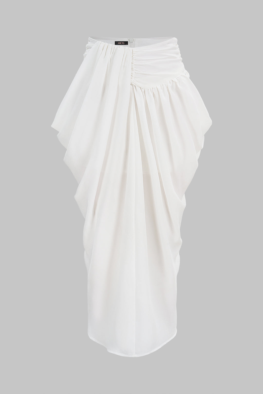 Solid Asymmetrical Ruched Skirt