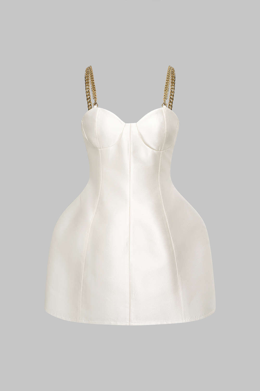 Satin-Metallic-Ketten-Minikleid ohne Ärmel