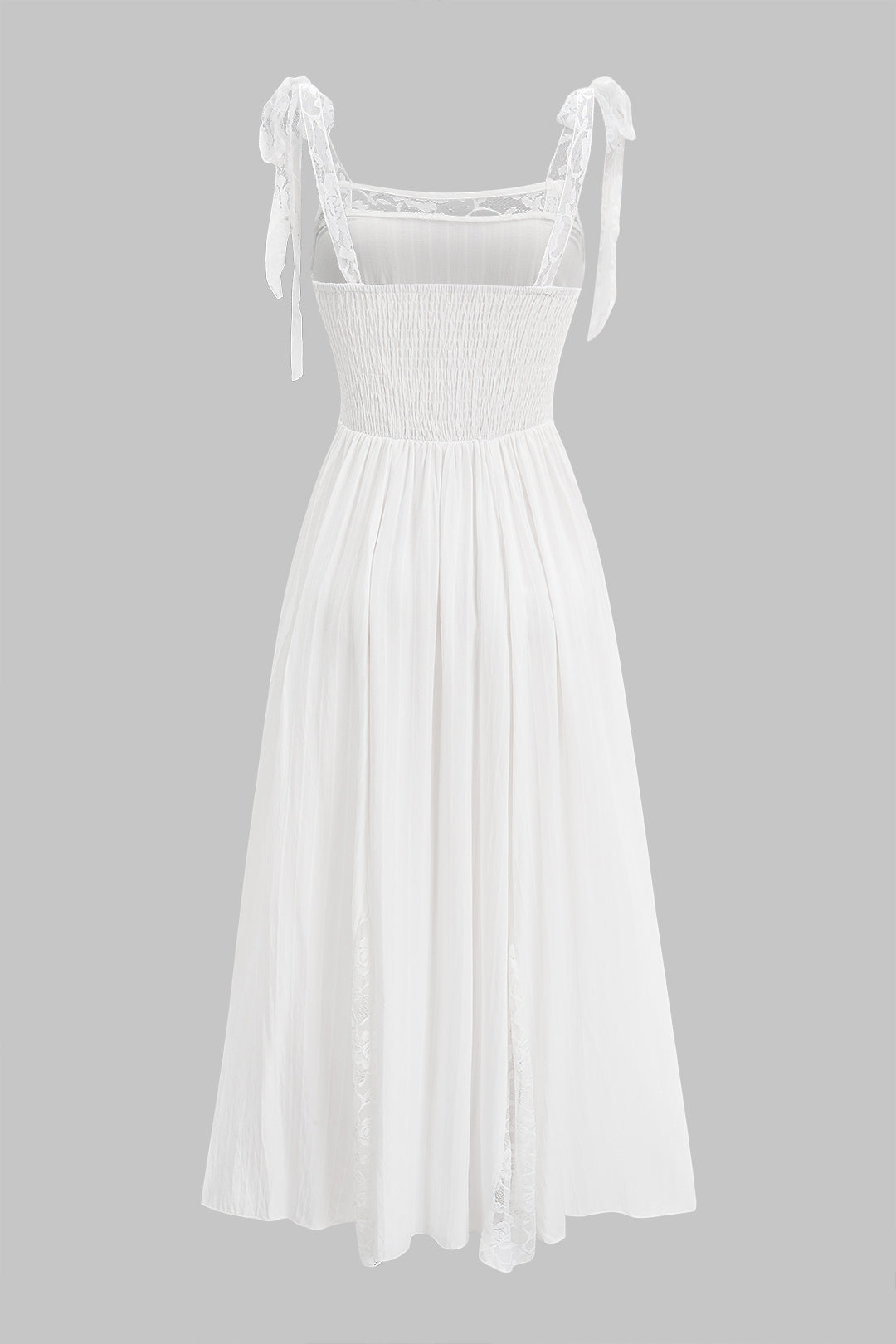 Robe longue sans manches dos nu à bretelles en patchwork de dentelle