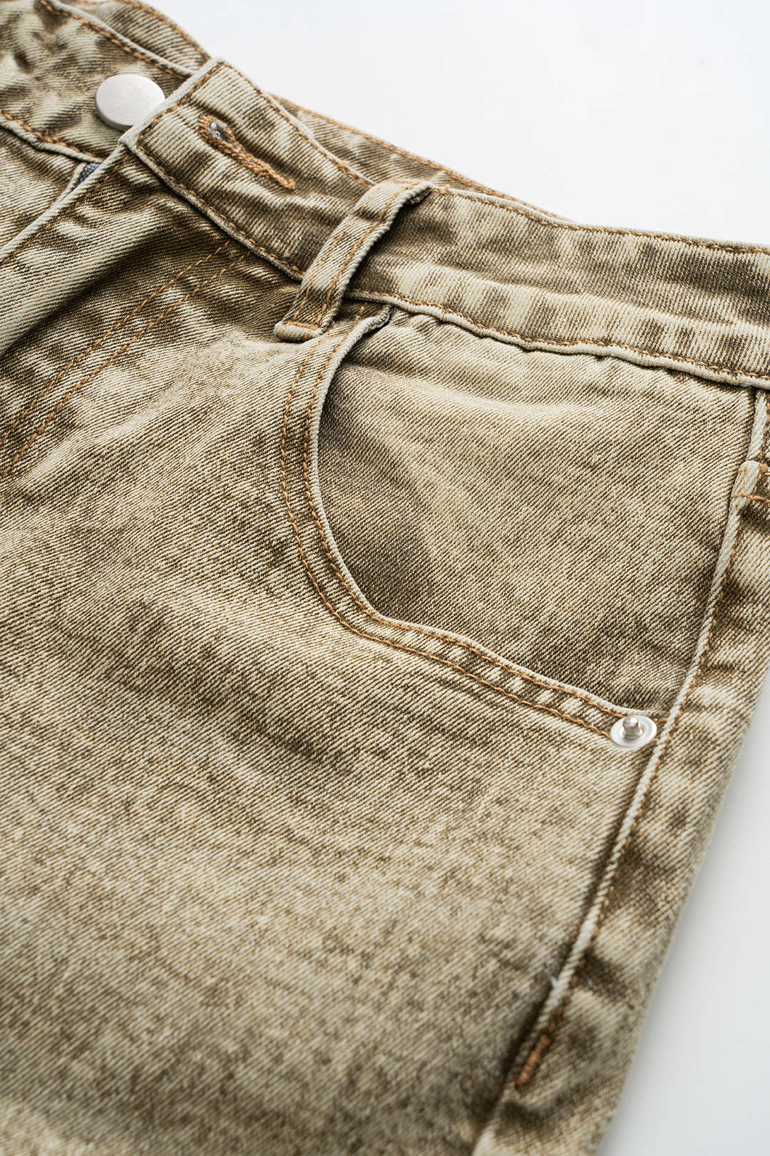 Ripped Cut Out Button Pocket Wide Leg Jeans