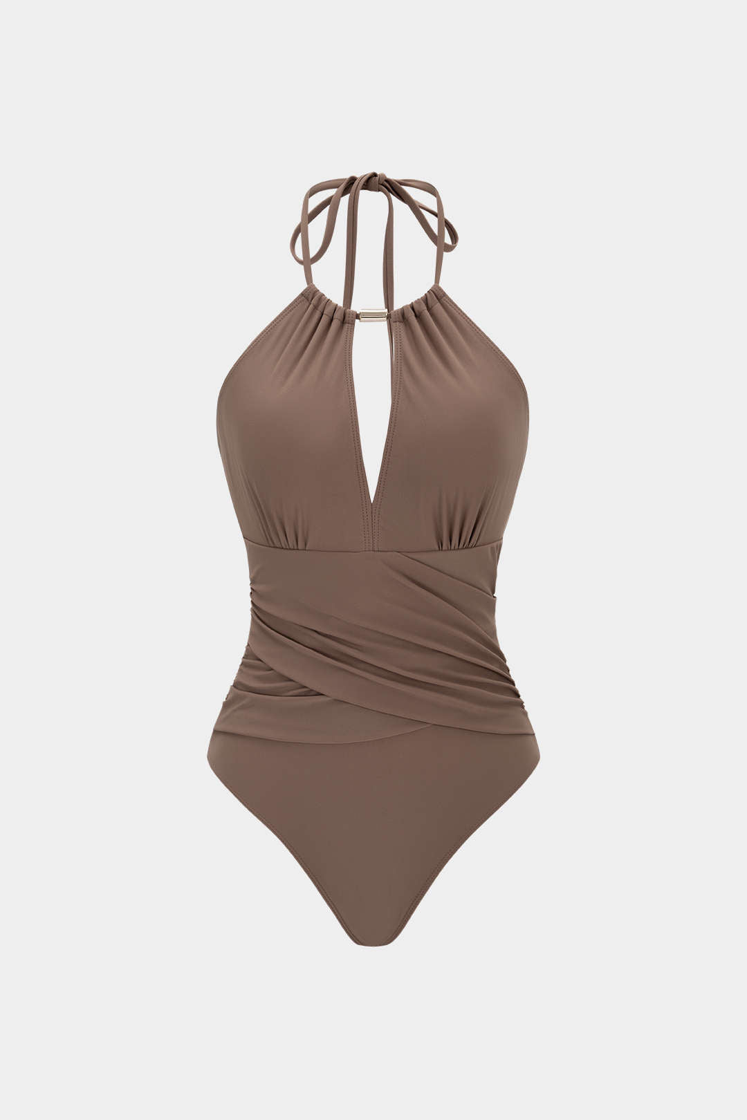 Halter V-Neck Tie-Up Cut Out Swimsuit