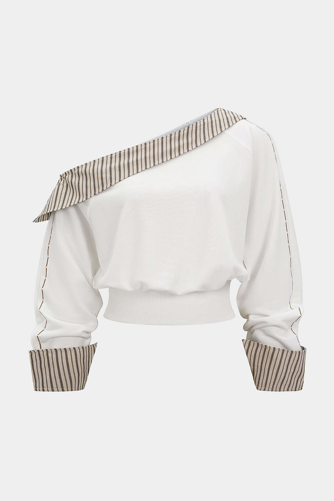 One Shoulder Patchwork Sweatshirt