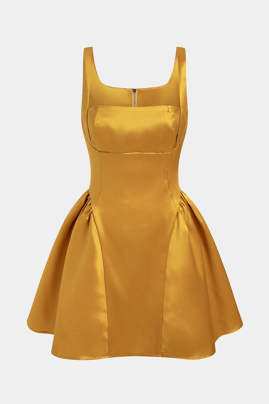 Satin Puff Hem Sleeveless Mini Dress