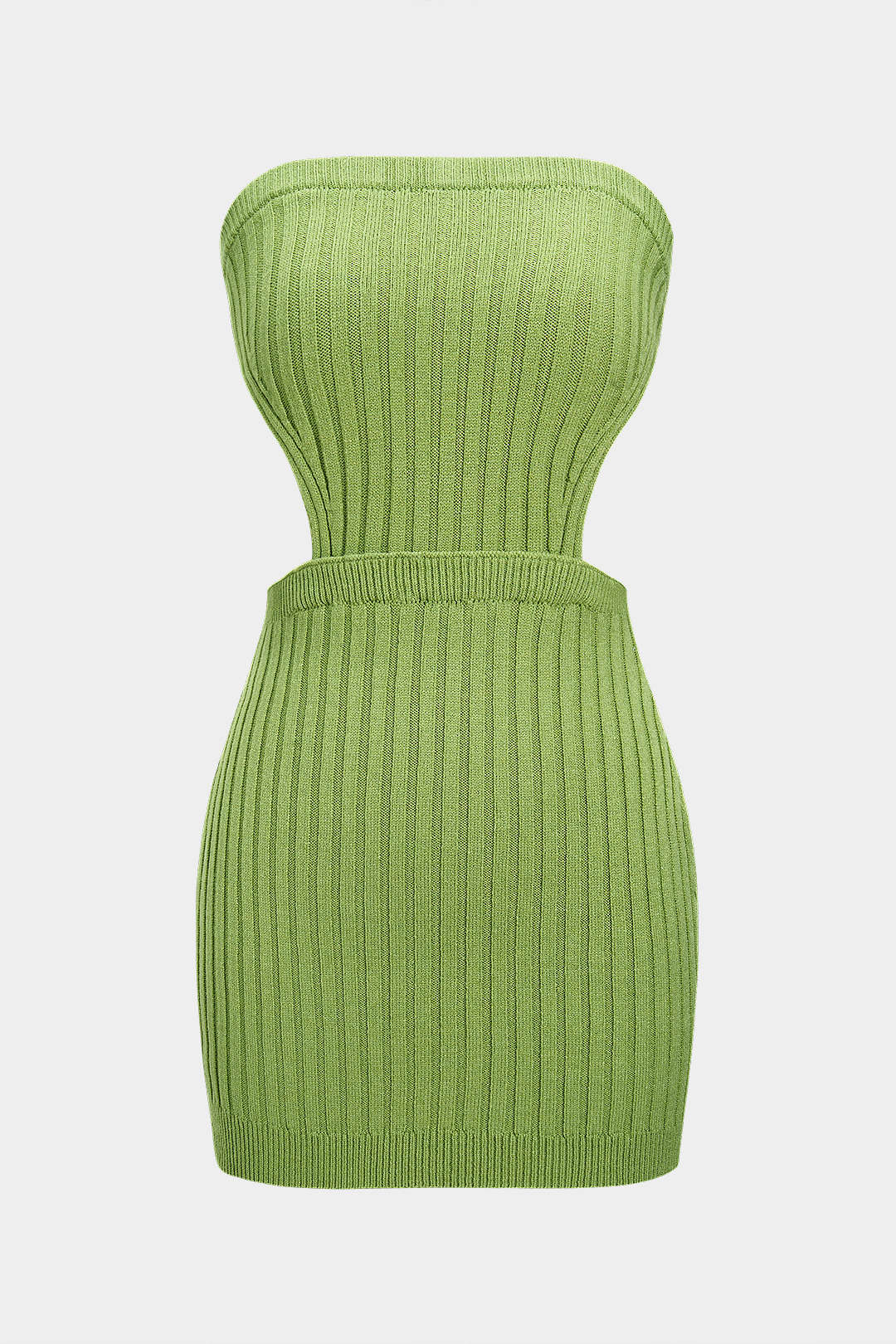 Robe courte sans manches bustier en maille côtelée avec découpes