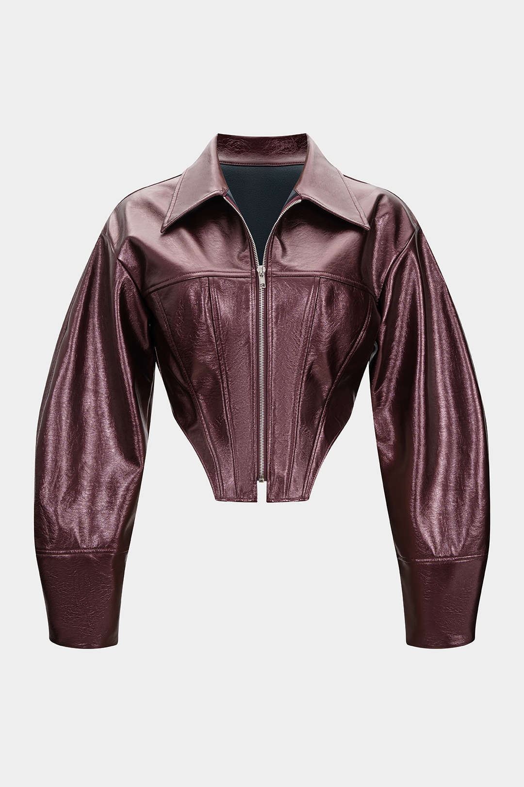 Veste corset zippée en similicuir