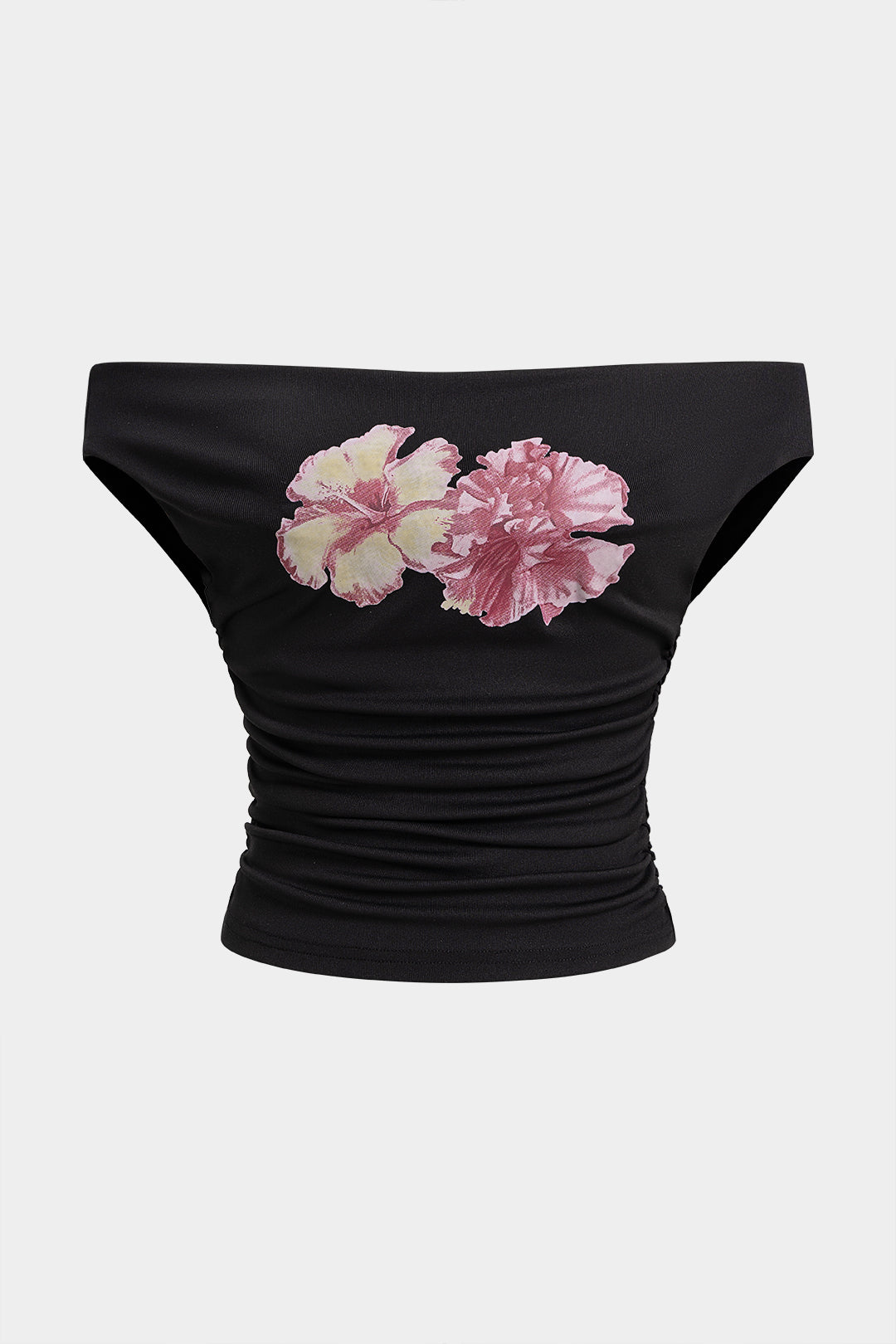 Floral Print Off Shoulder Short Sleeve T-Shirt